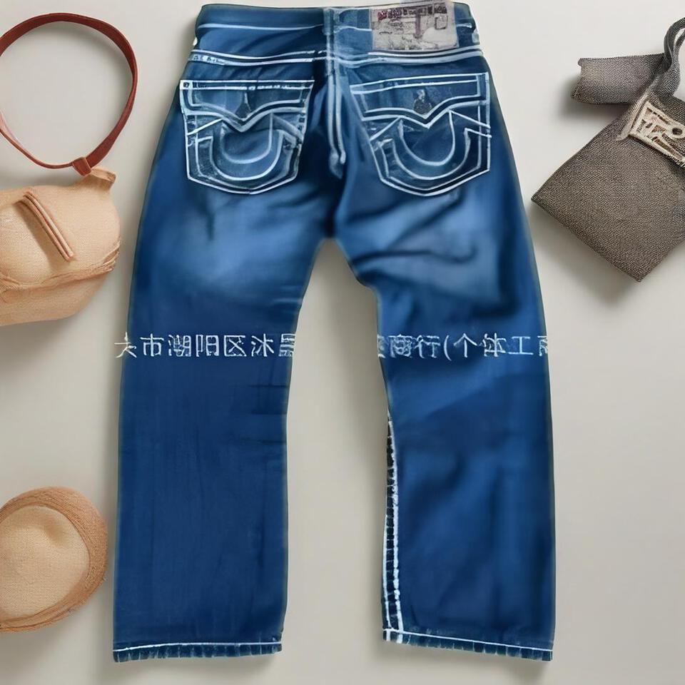 True Religion Blue Straight Jeans Classic Washed Street Style