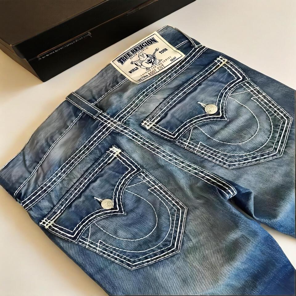 True Religion Faded Blue Denim Jeans For Street Style