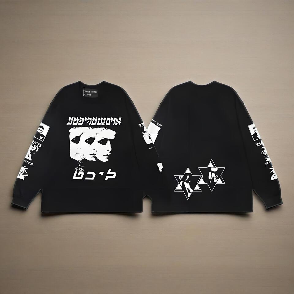 UBYSYCHOTIN Black Cotton Long Sleeve T-Shirt Unisex Street Art Print