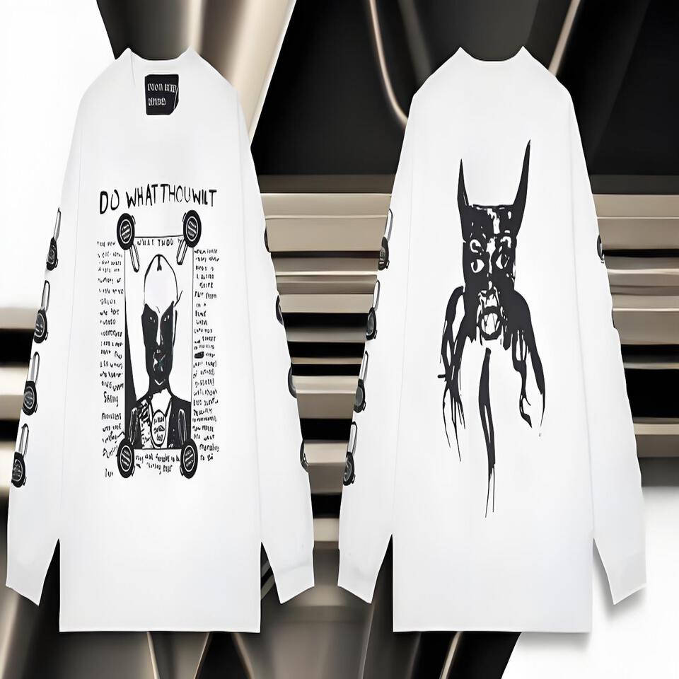 Unbranded Punk Cotton Tee White Loose Graphic Print