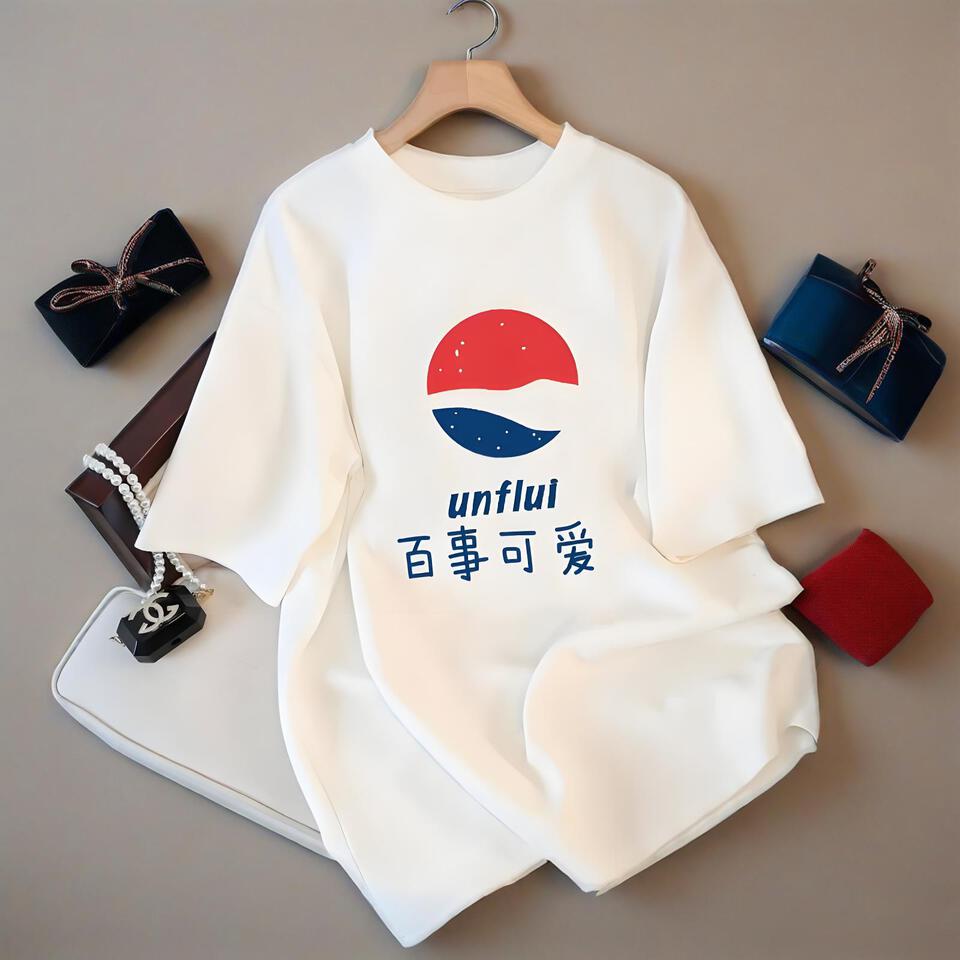 Unflui White Loose-Fit Cotton T-Shirt