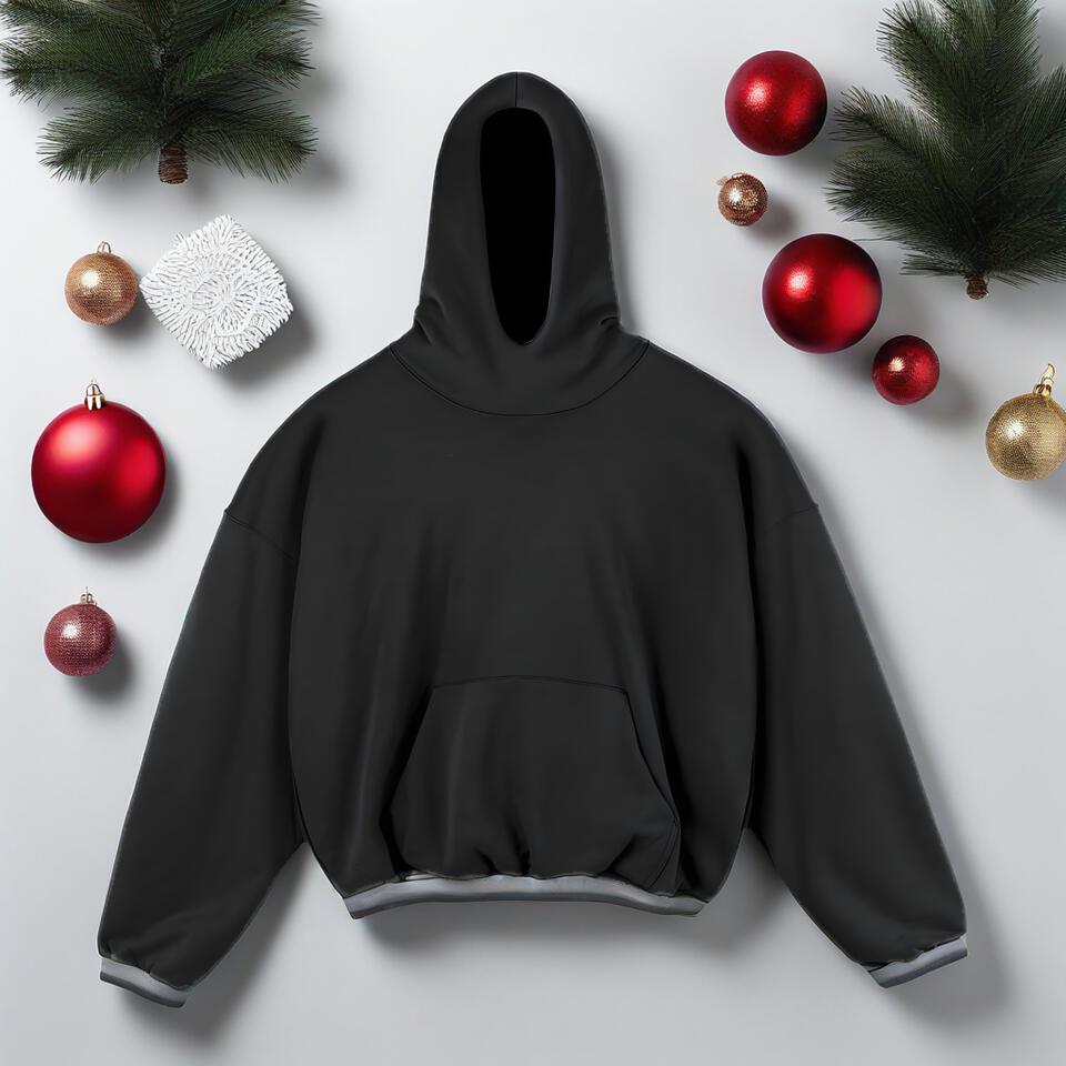 Unisex Black Cotton Hoodie Loose Fit Casual