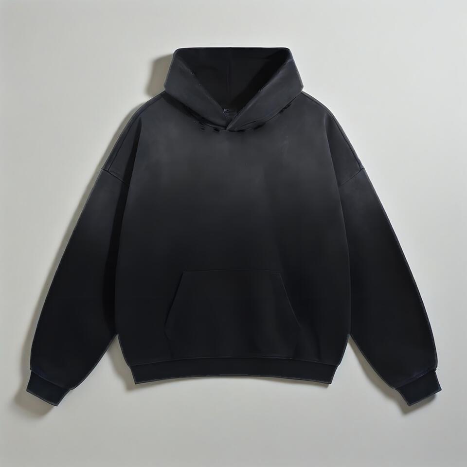 Unisex Black Oversized Hoodie Waterwashed Cotton Streetwear