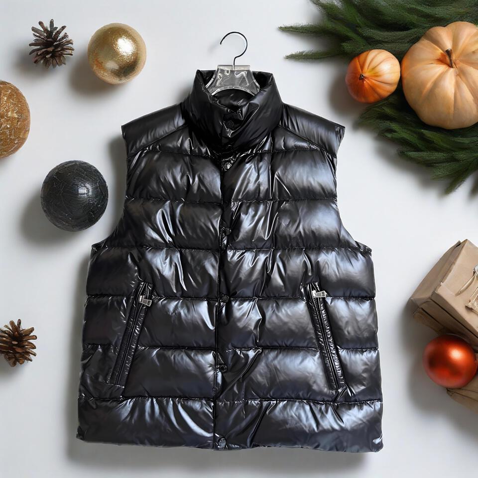 Unisex Black Quilted Puffer Vest Windproof Warm