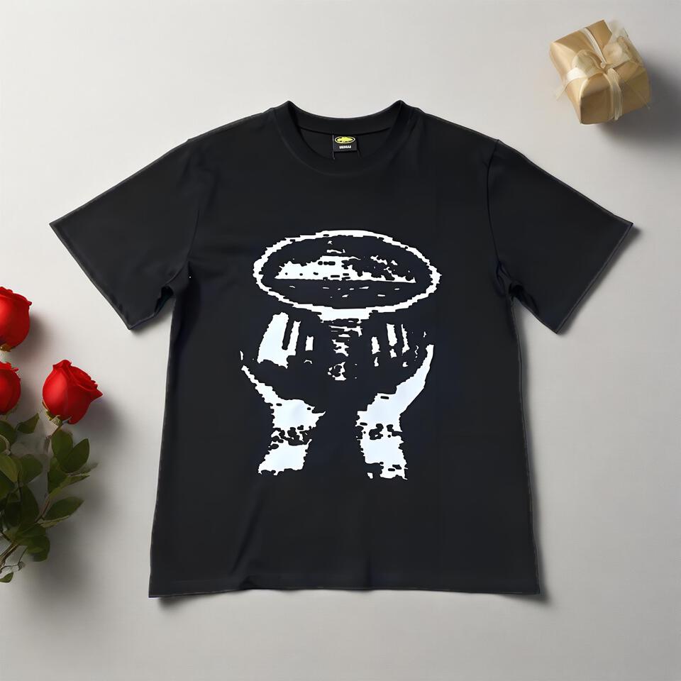 Unisex Black White Abstract Print Cotton Tee