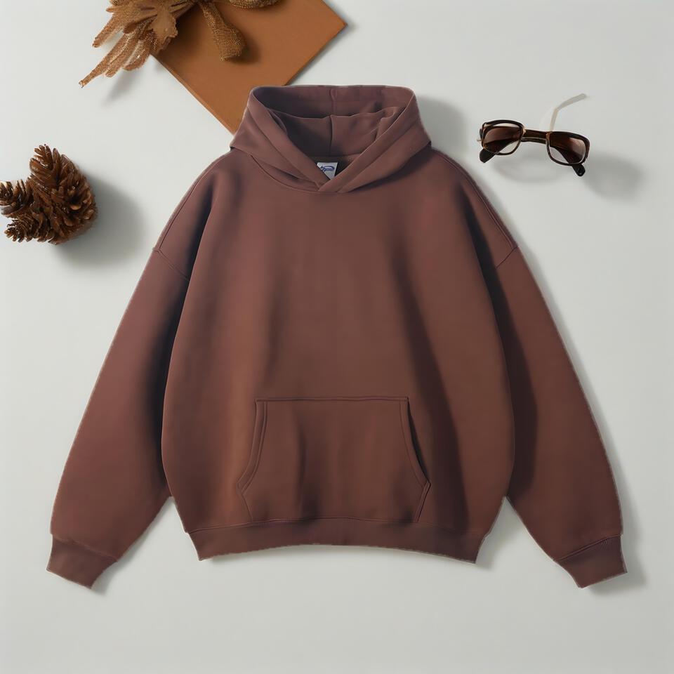 Unisex Brown Cotton Hoodie Casual Streetwear