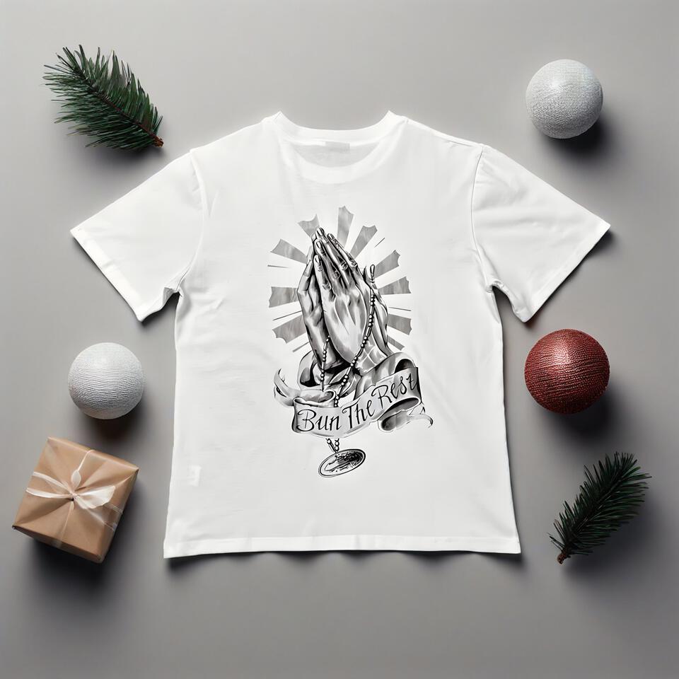 Unisex Cotton Crew Neck Prayer Print Tee Street Style