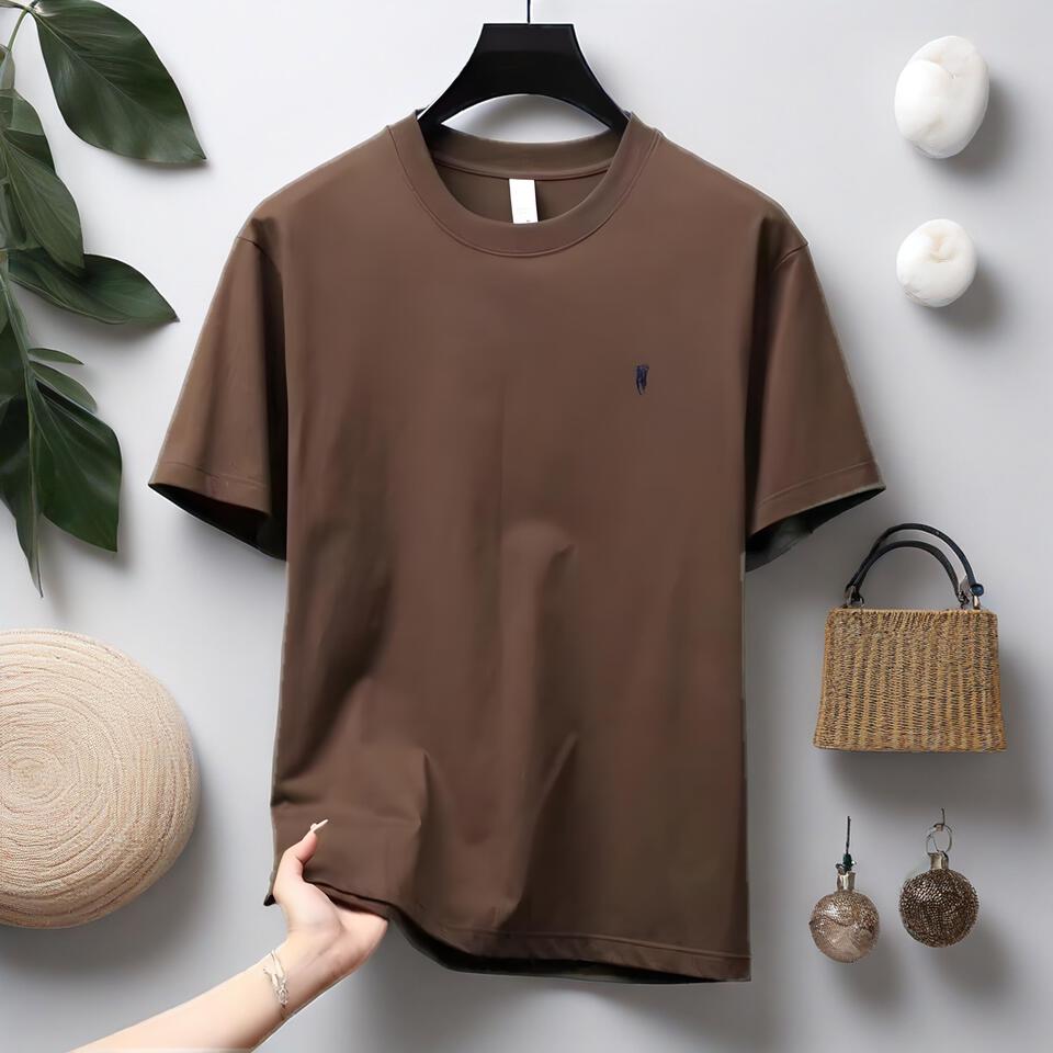 Unisex Cotton Crew Neck T-Shirt Casual Loose Fit Basic Tee