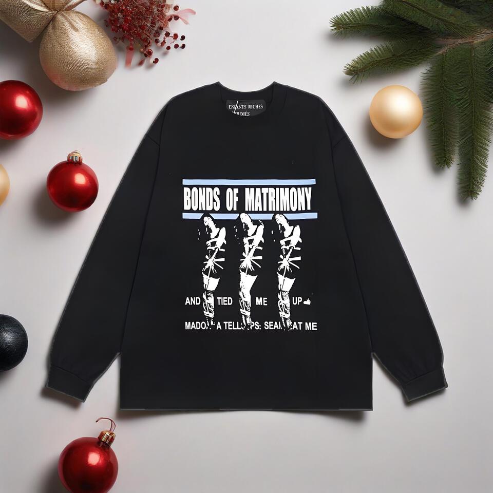 Unisex Cotton Streetwear Printed Loose Fit Black Long Sleeve Tee