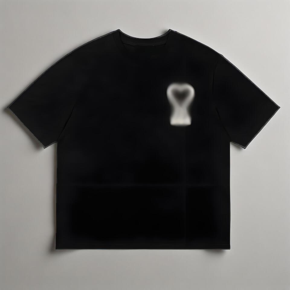 Unisex Cotton T-Shirt White Heart Print Loose Fit