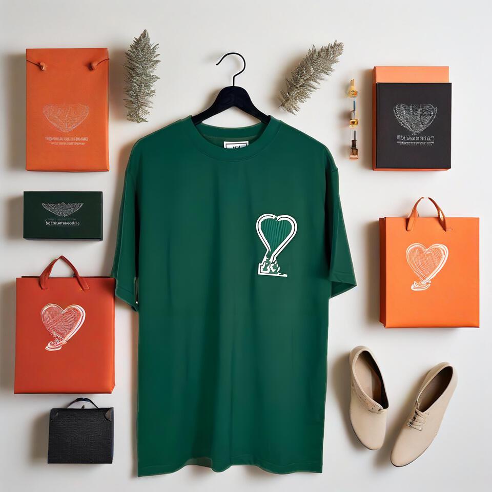 Unisex Cotton Tee White Heart Print Streetwear