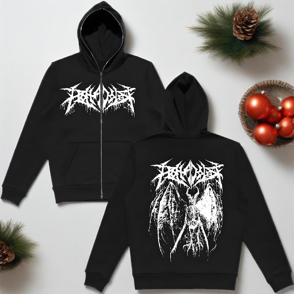 Unisex Dark Hooded Cotton Street Sweatshirt