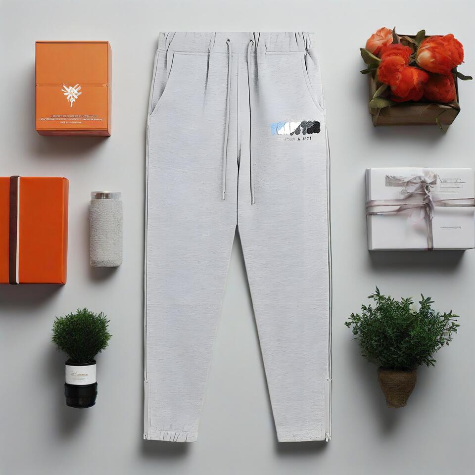 Unisex Gray Cotton Blend Drawstring Joggers Streetwear