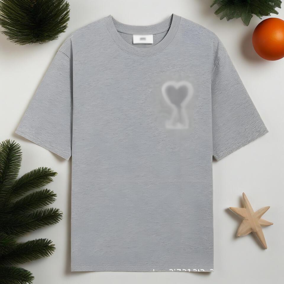 Unisex Heart Print Grey Cotton T-Shirt