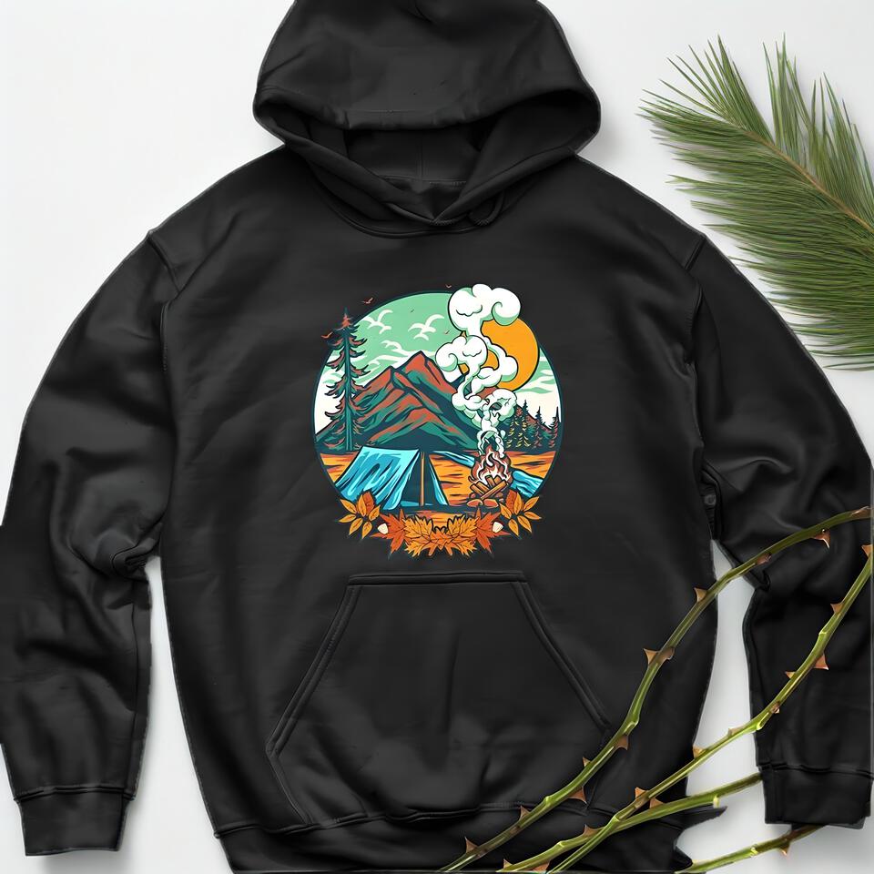 Unisex Outdoor Adventure Print Hooded Cotton Sweatshirt
