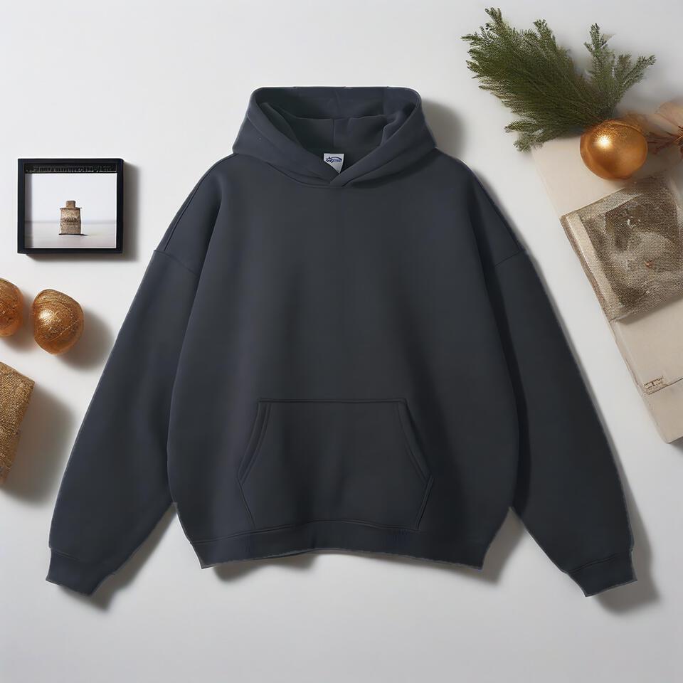 Unisex Oversized Black Cotton Hoodie