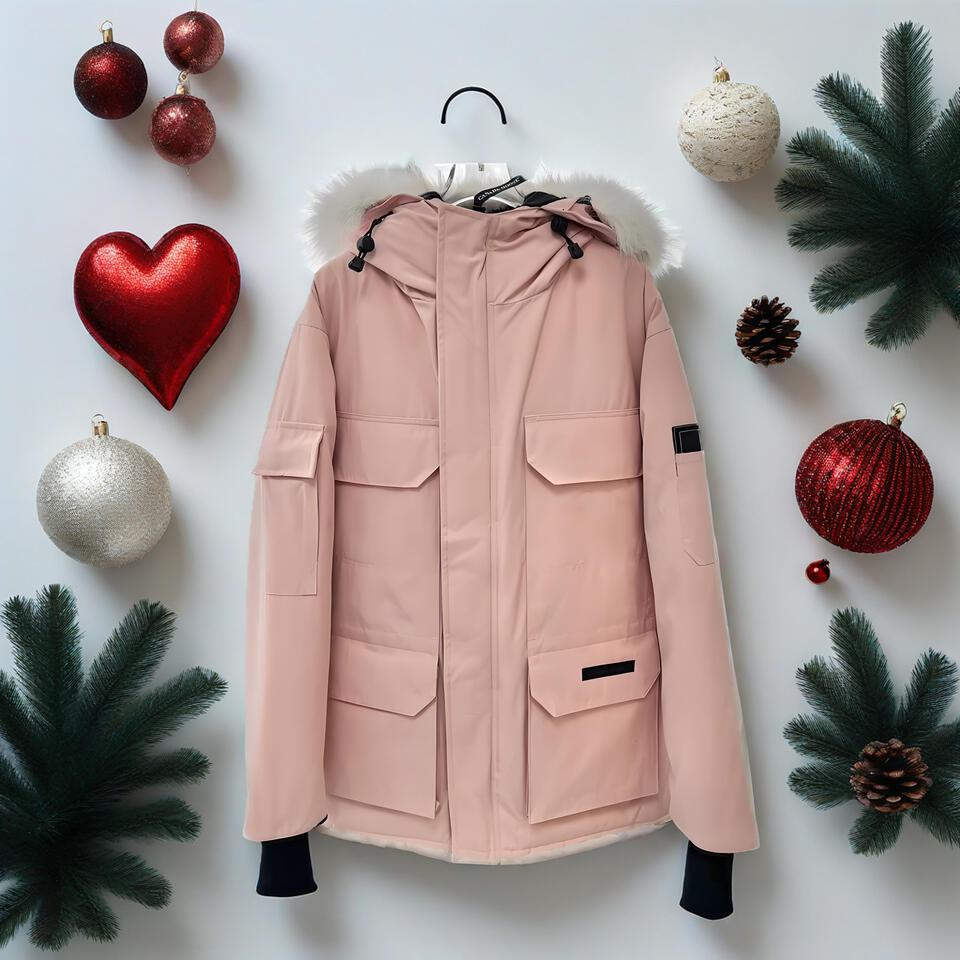 Unisex Pink Hooded Workwear Style Quilted Jacket