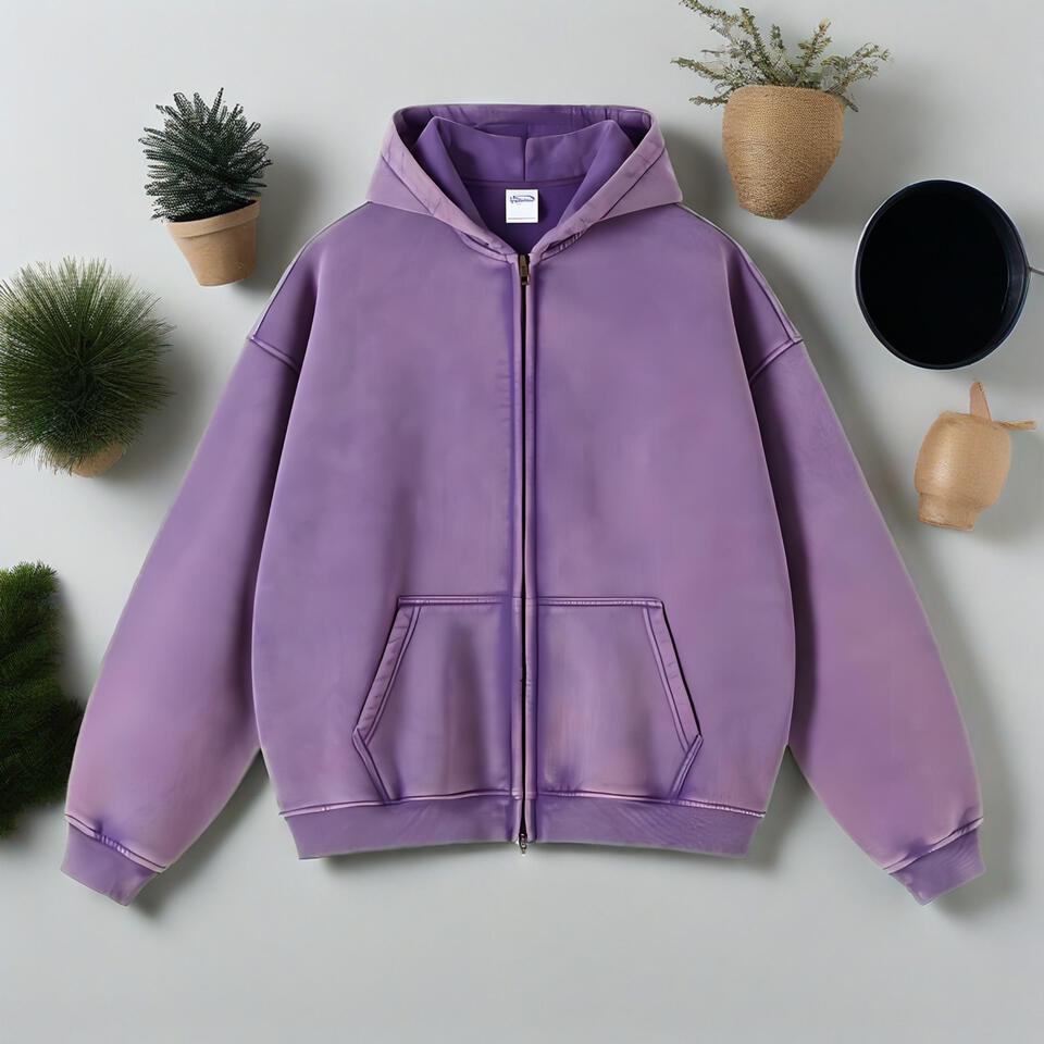 Unisex Purple Hooded Cotton Sweatshirt For Winter