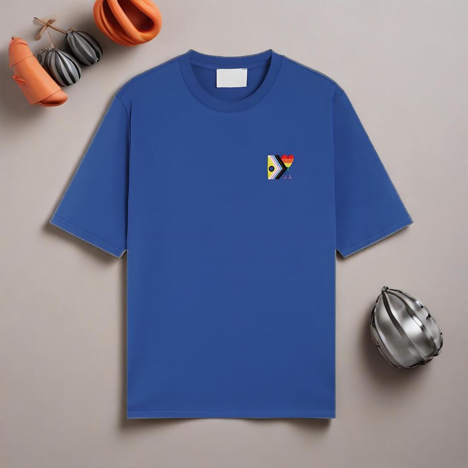 Unisex Rainbow Embroidered Heart Cotton T-Shirt