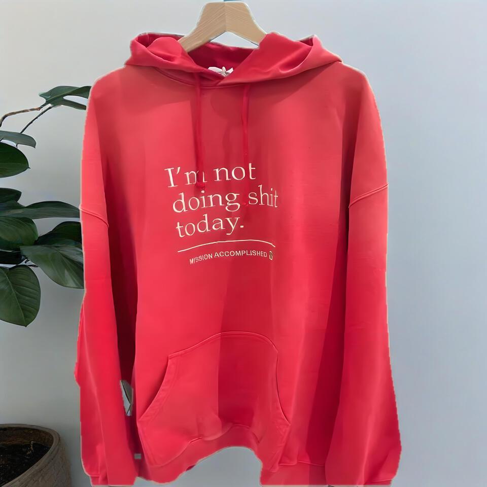 Unisex Red Cotton Hoodie Casual Streetwear Pullover