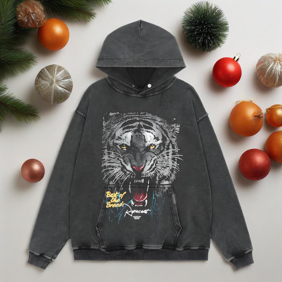 Unisex White Cotton Washed Hoodie Street Oversized Casual Jacket