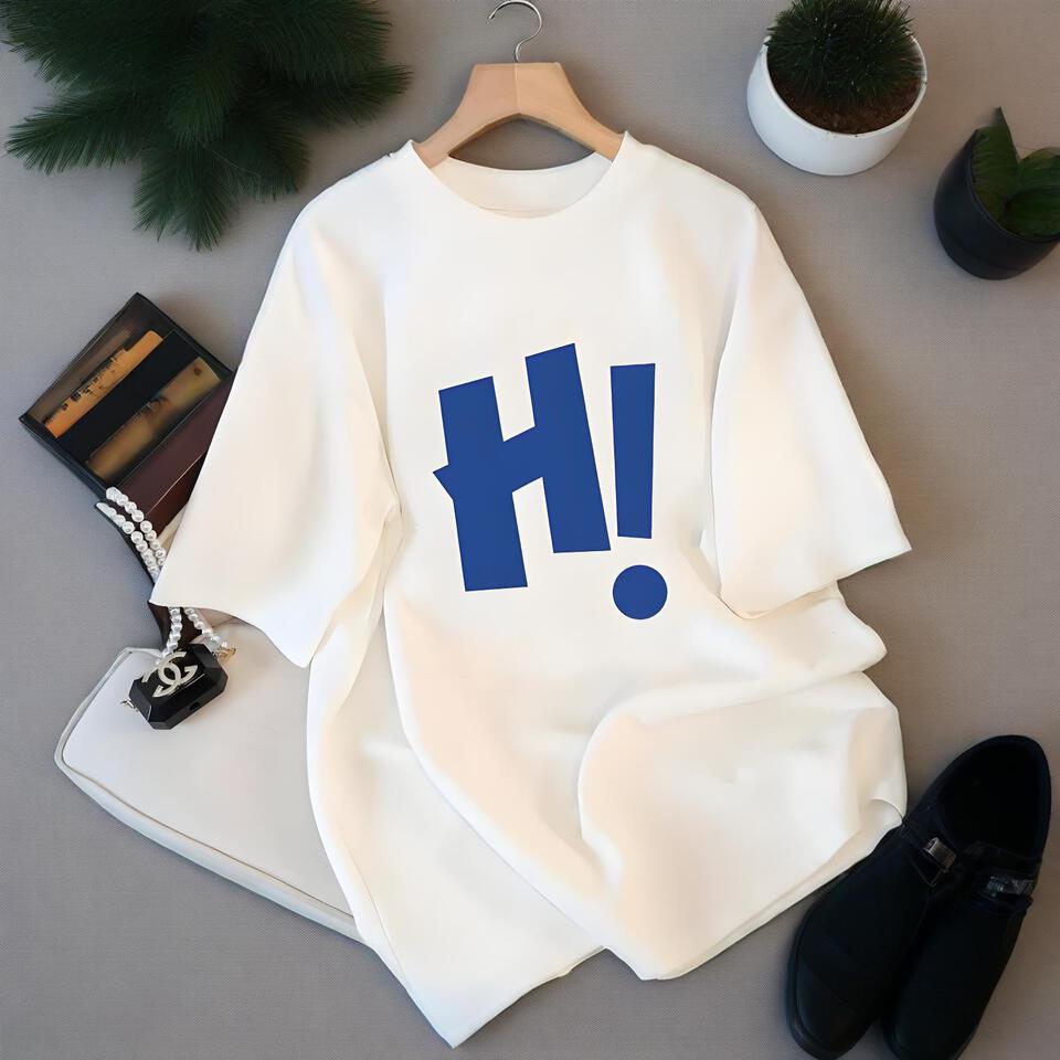 Unisex White Loose Cotton T-Shirt Casual Breathable Print