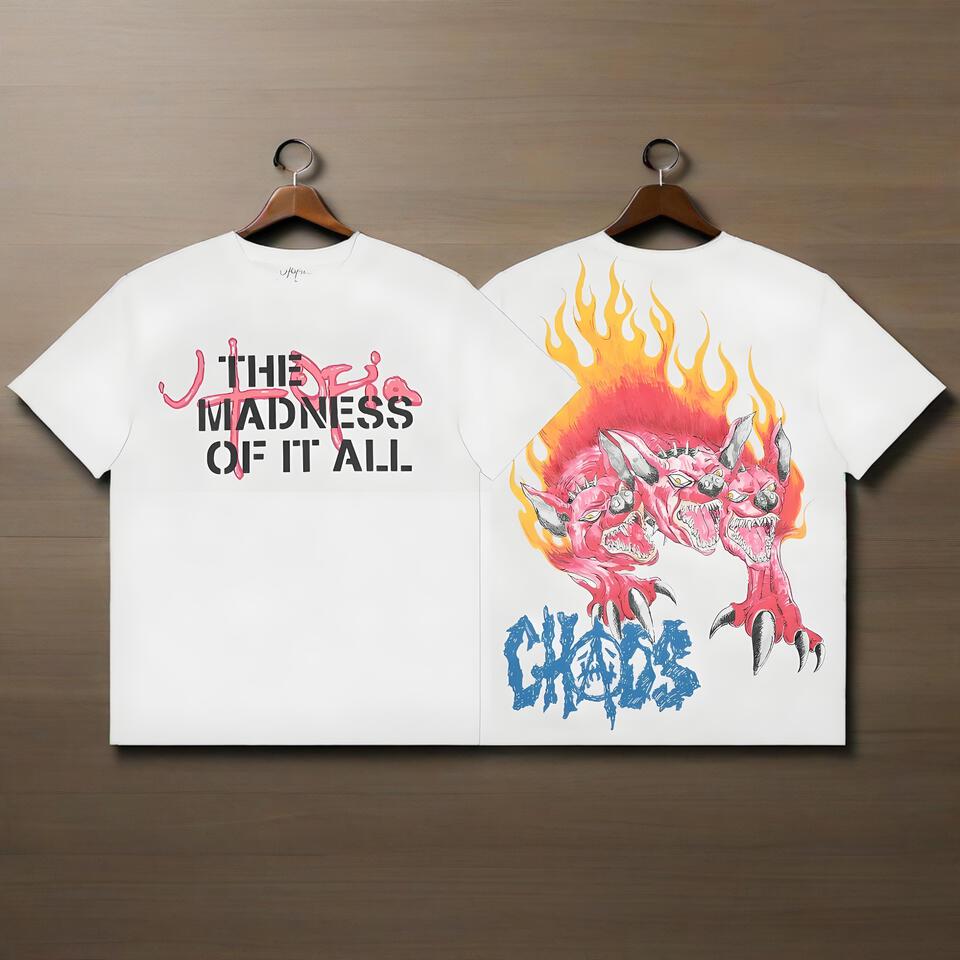 Unisex White Print Cotton Tee Street Style