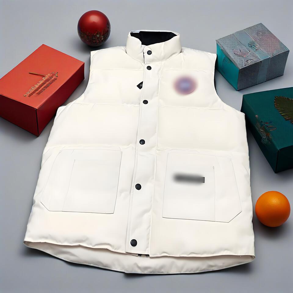 Unisex White Puffer Vest Water-Resistant Warm Loose Fit