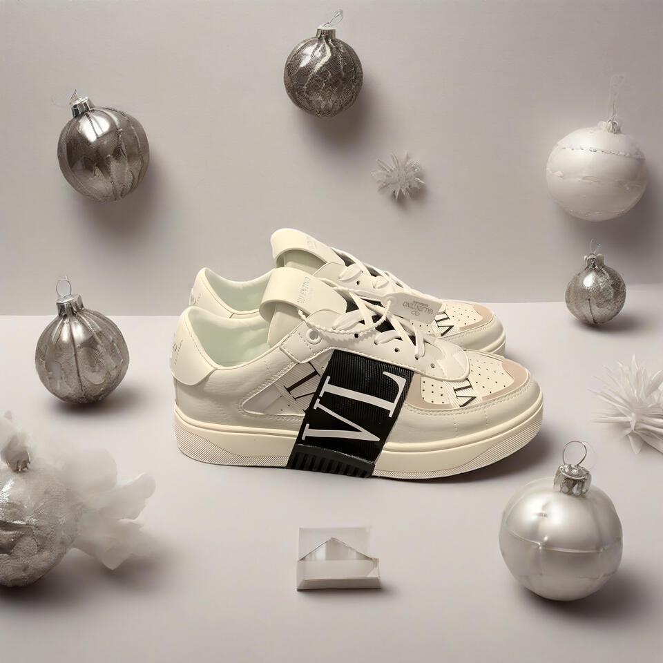 Valentino VLTN Black White Leather Casual Skate Sneakers