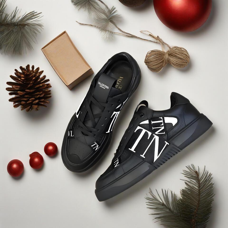 Valentino VLTN Leather Platform Sneakers Black White