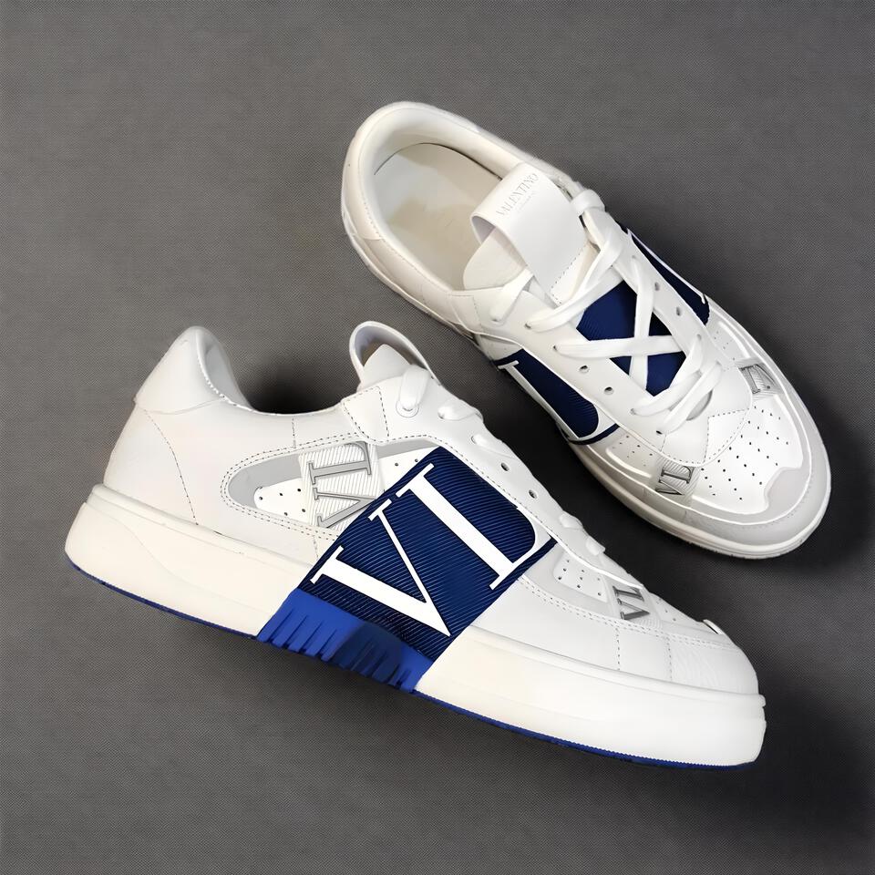 Valentino VLTN White Blue Leather Sneakers for Men