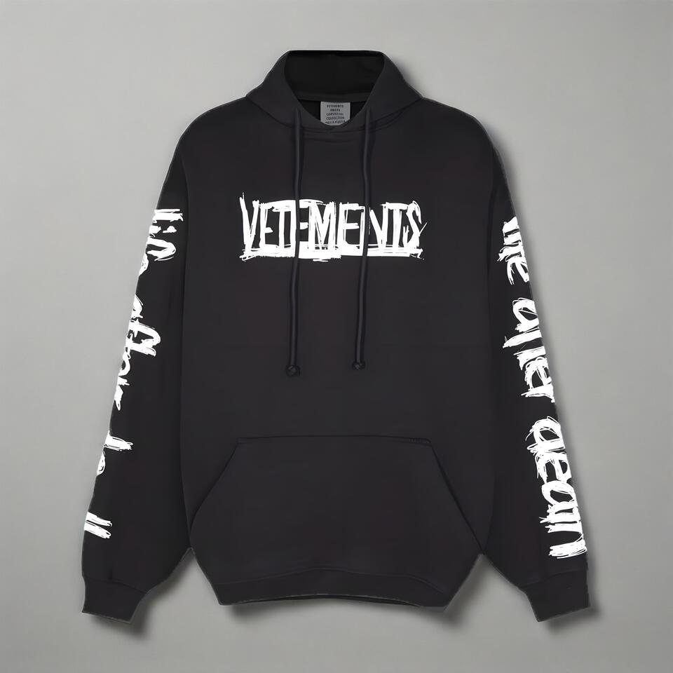 Vetements Black Graffiti Hoodie Unisex Streetwear Style