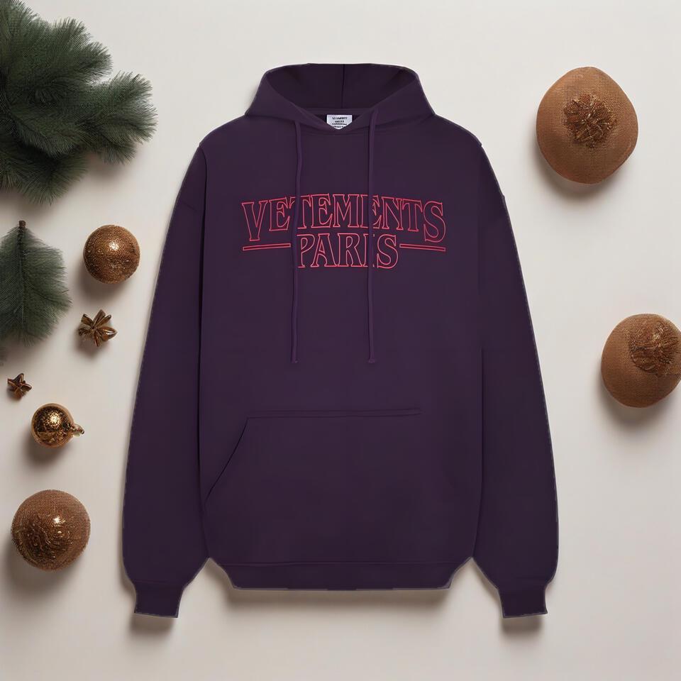 Vetements Deep Purple Cotton Hoodie Unisex Streetwear