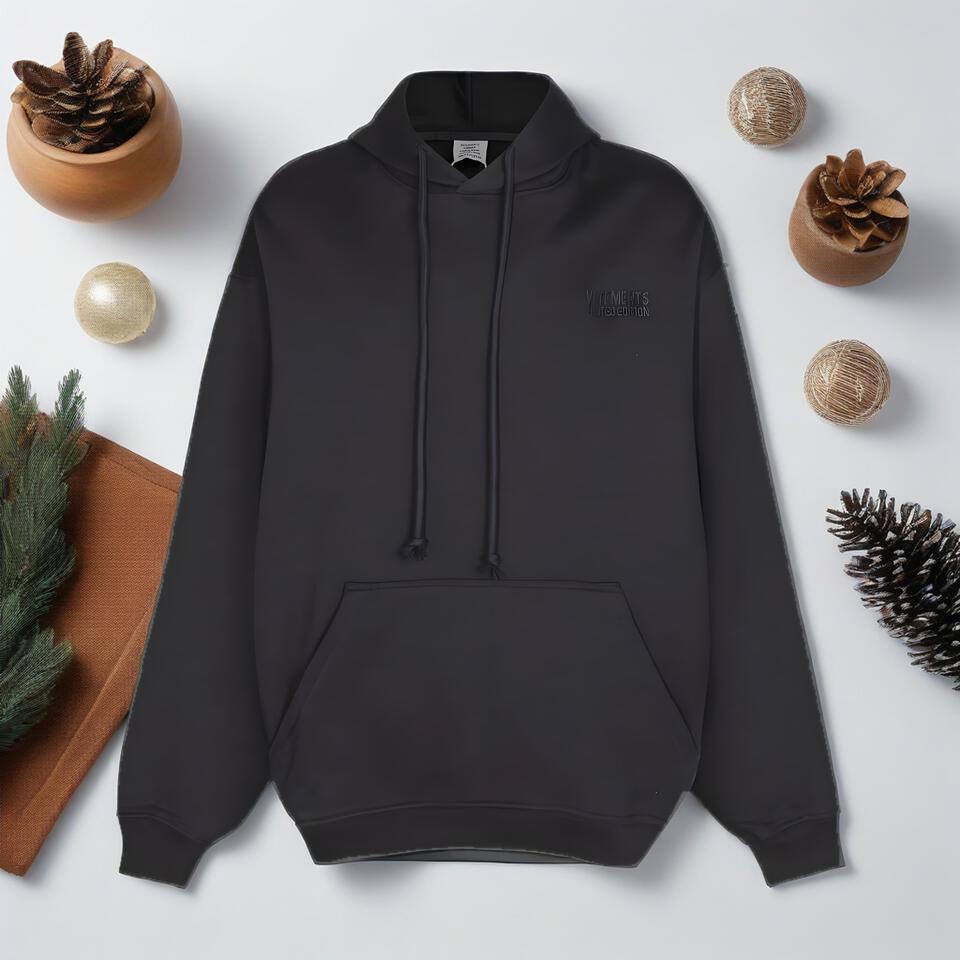 Vetements Embroidered Black Hoodie Unisex Streetwear
