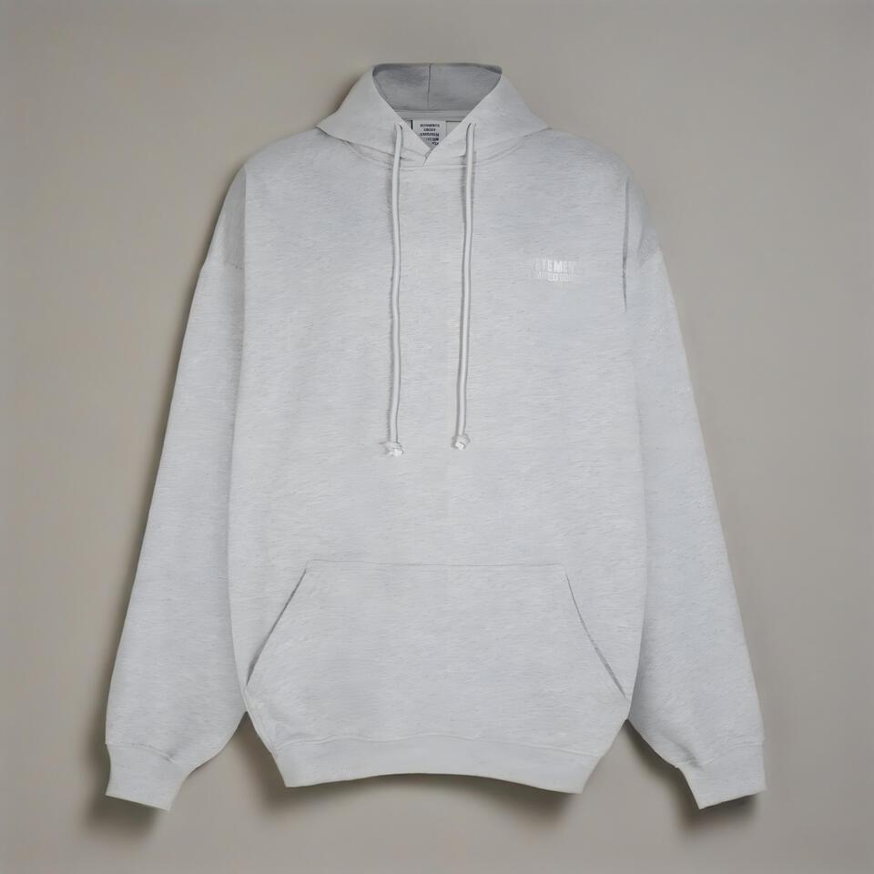 Vetements Grey Fleece Cotton Hoodie Unisex Oversized Streetwear