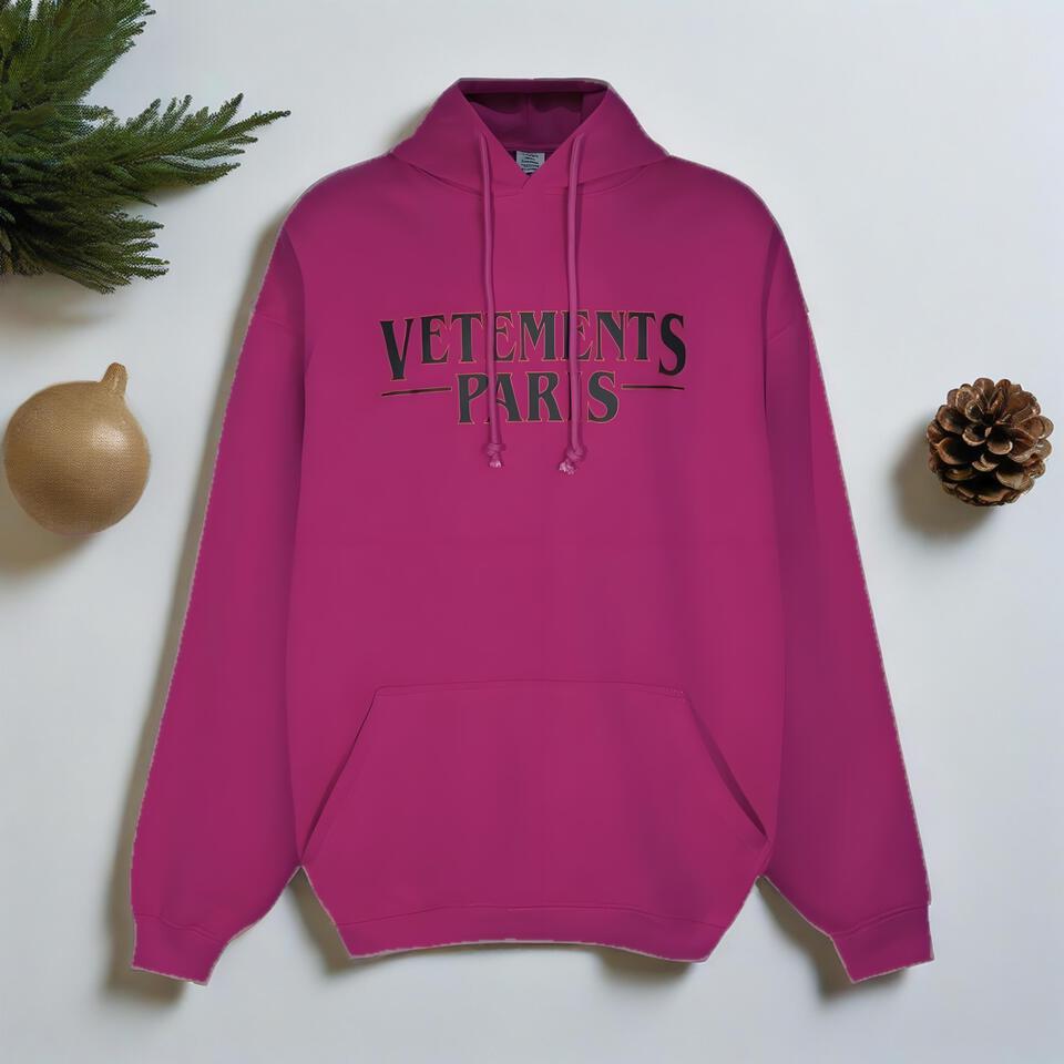 Vetements Paris Pink Cotton Hoodie Streetwear