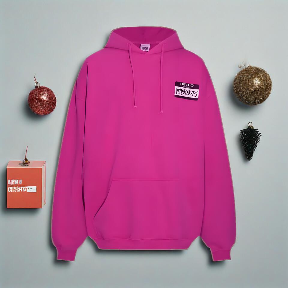 Vetements Pink Cotton Hoodie Unisex Streetwear Casual