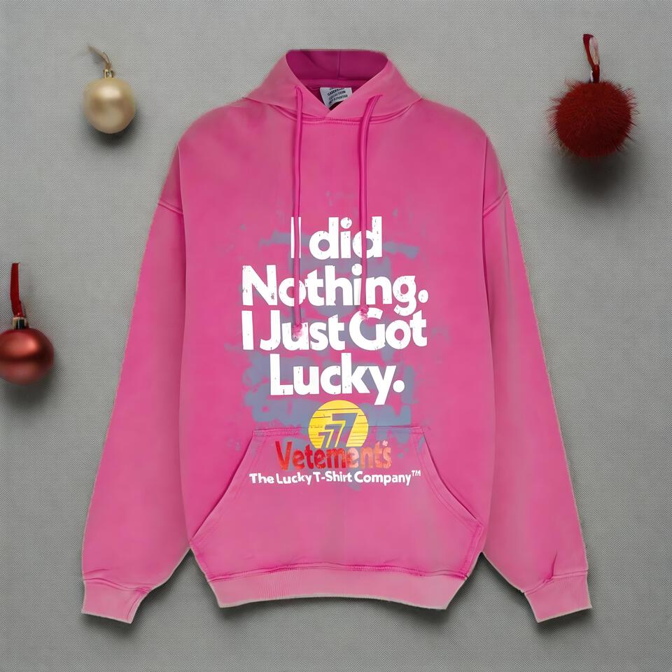 Vetements Pink Cotton Hoodie Unisex Streetwear Print