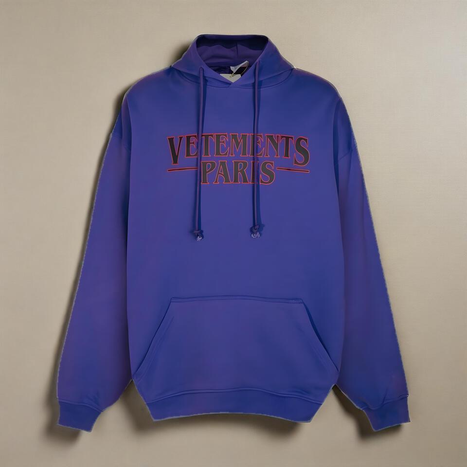 Vetements Purple Cotton Hoodie Unisex Streetwear