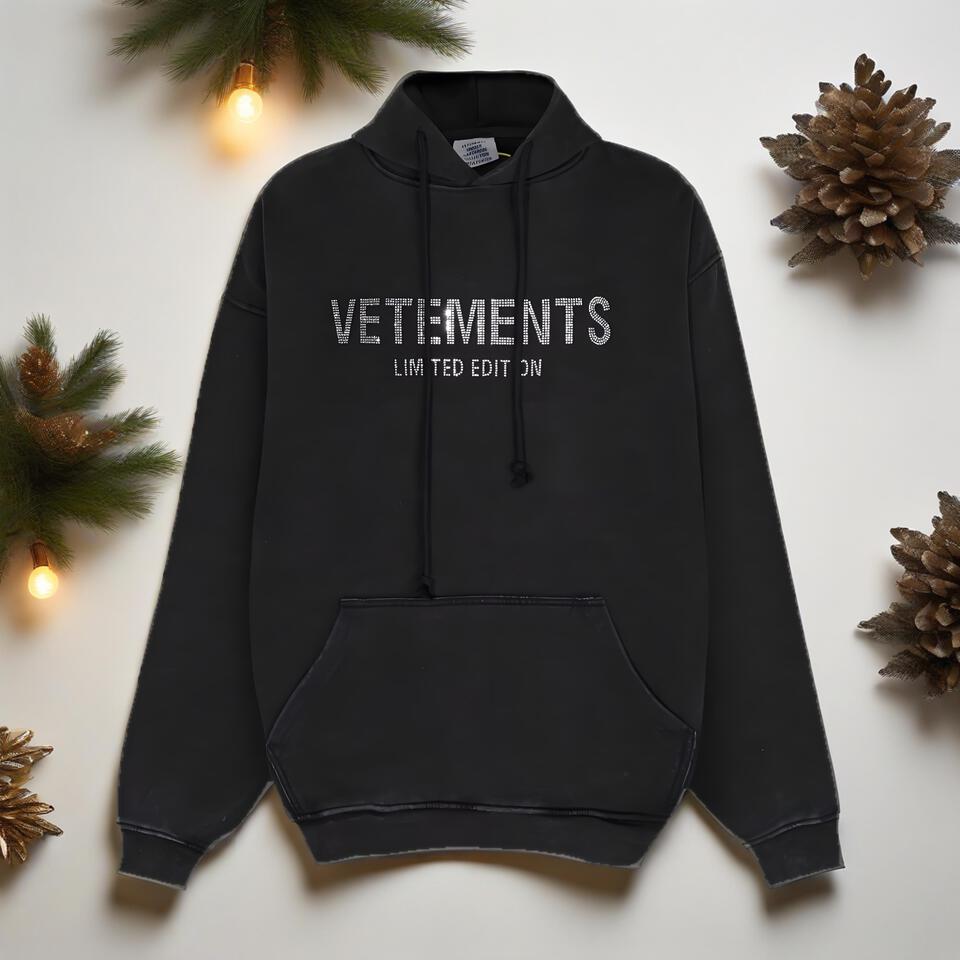 Vetements Unisex Black Hoodie Limited Streetwear