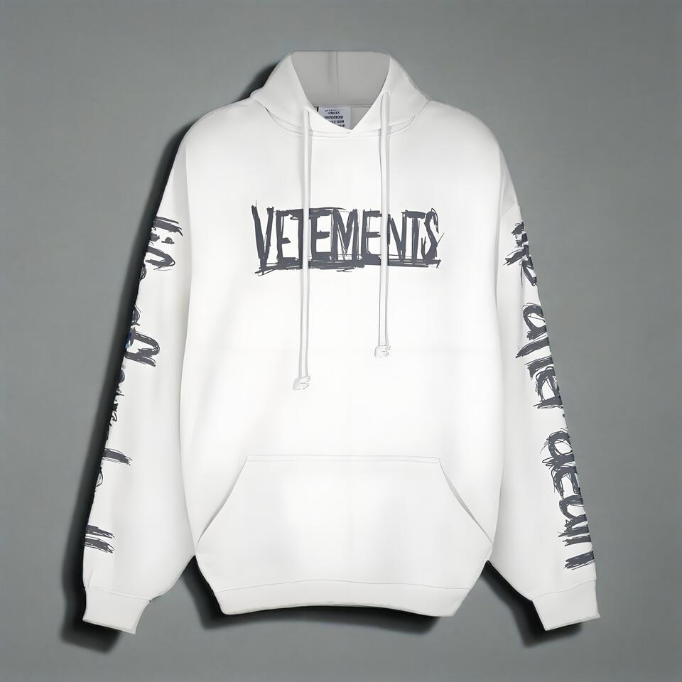 Vetements White Graffiti Hoodie Unisex Streetwear
