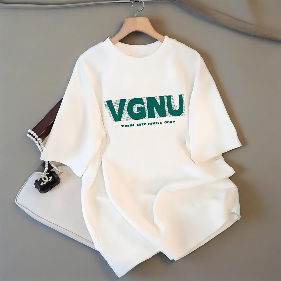 VGNU Loose Fit Cotton T-Shirt Unisex Print Short Sleeve