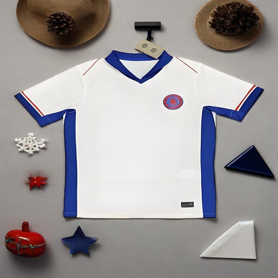 Vibe Sport Performance V-Neck T-Shirt for Men - Athletic Fit, White & Blue