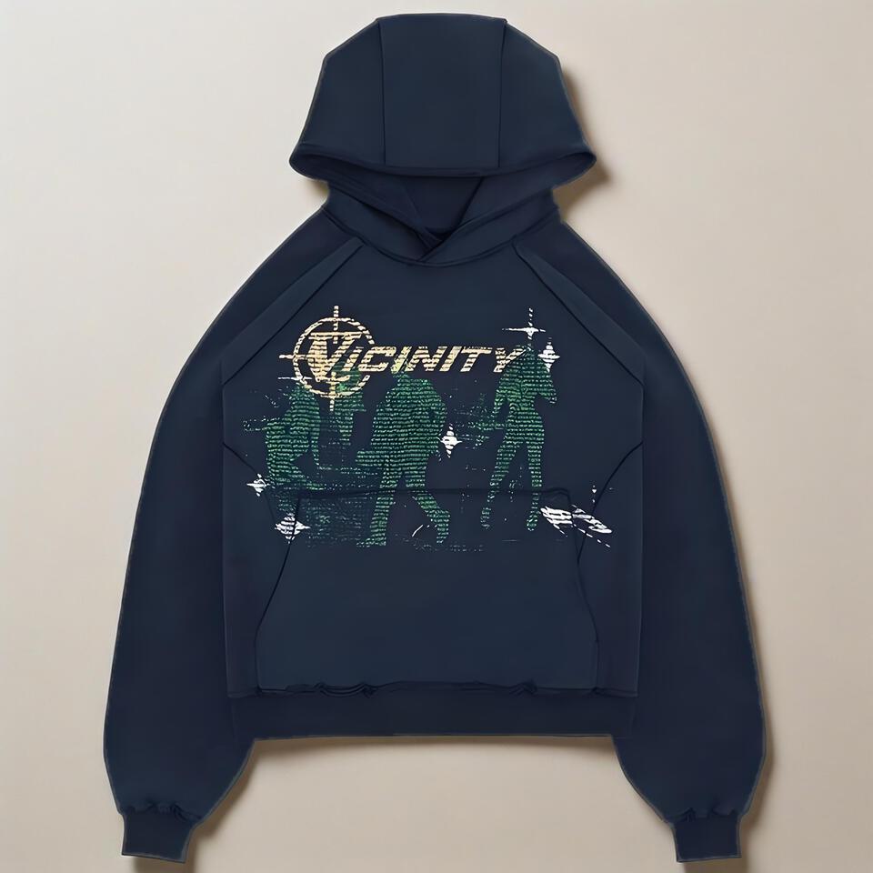Vicinity Deep Blue Cotton Hoodie Streetwear