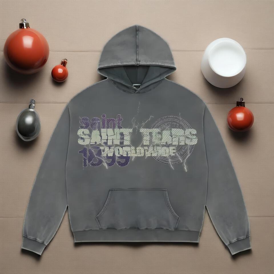 Vintage Hooded Cotton Sweatshirt Unisex Streetwear Print