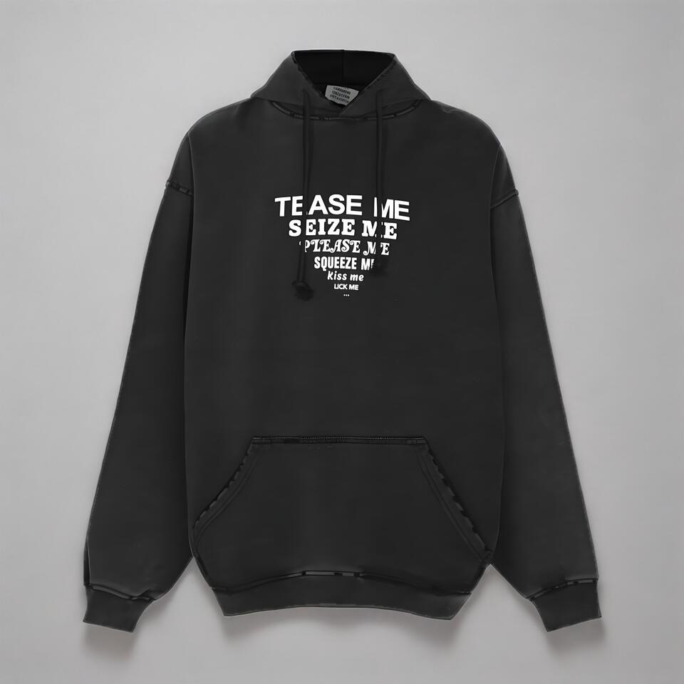 Vintage Washed Black Hoodie Unisex Street Slogan Print