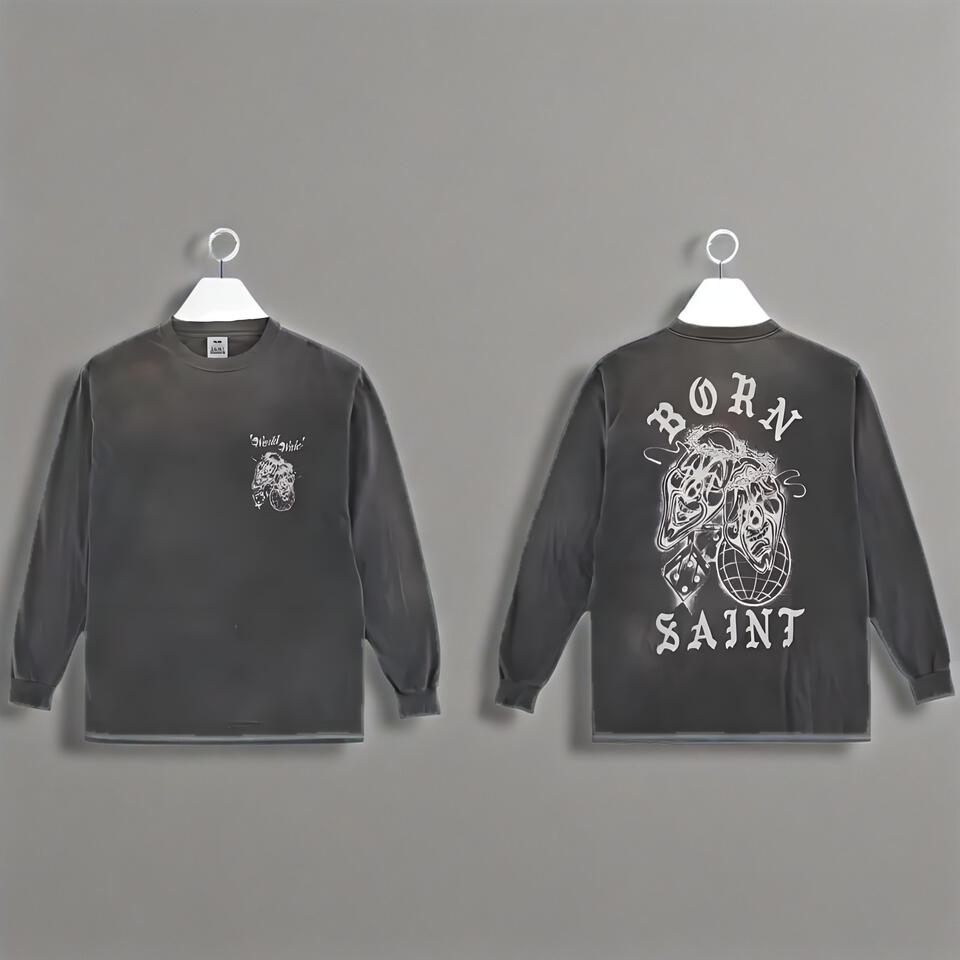 Vintage Washed Gray Cotton Tee Unisex Streetwear Print