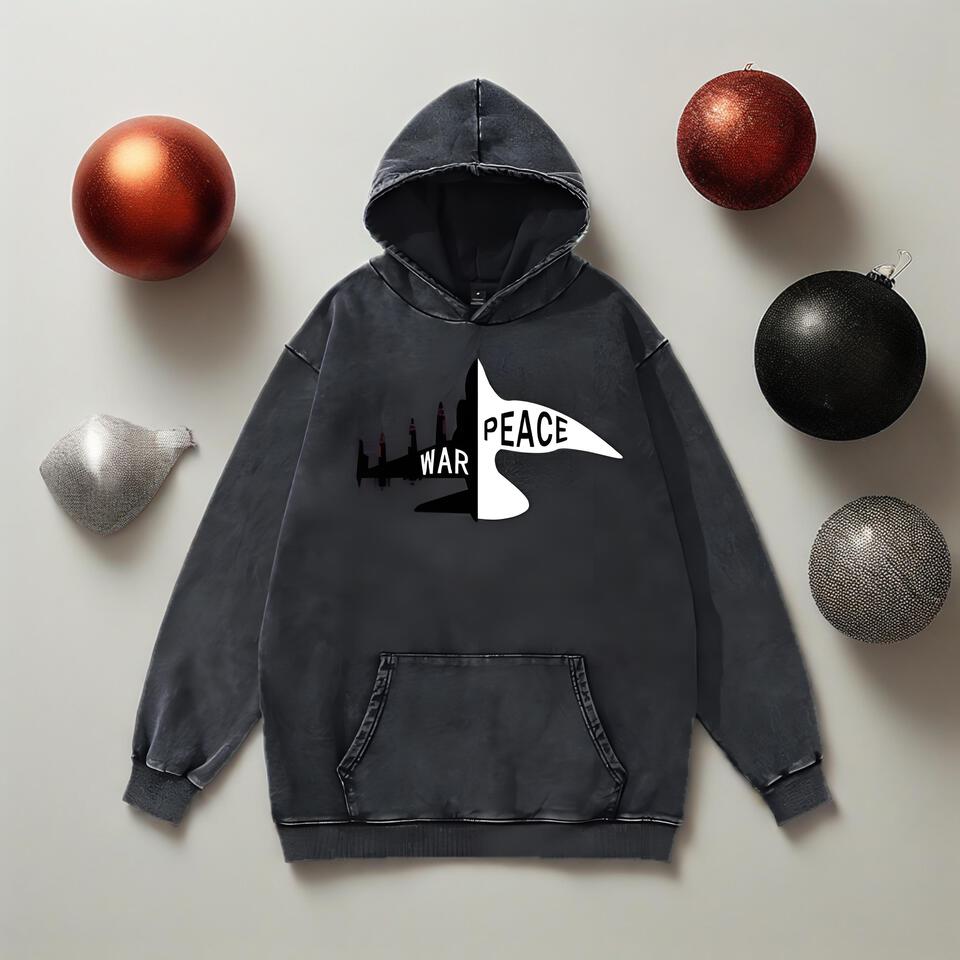 Vintage Washed Unisex Hoodie Black Gray Oversized Streetwear