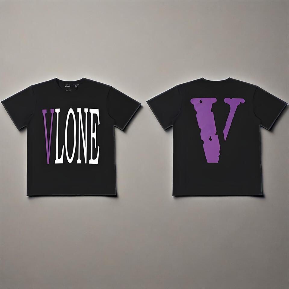 VLONE Black Cotton Loose Street Short Sleeve T-Shirt