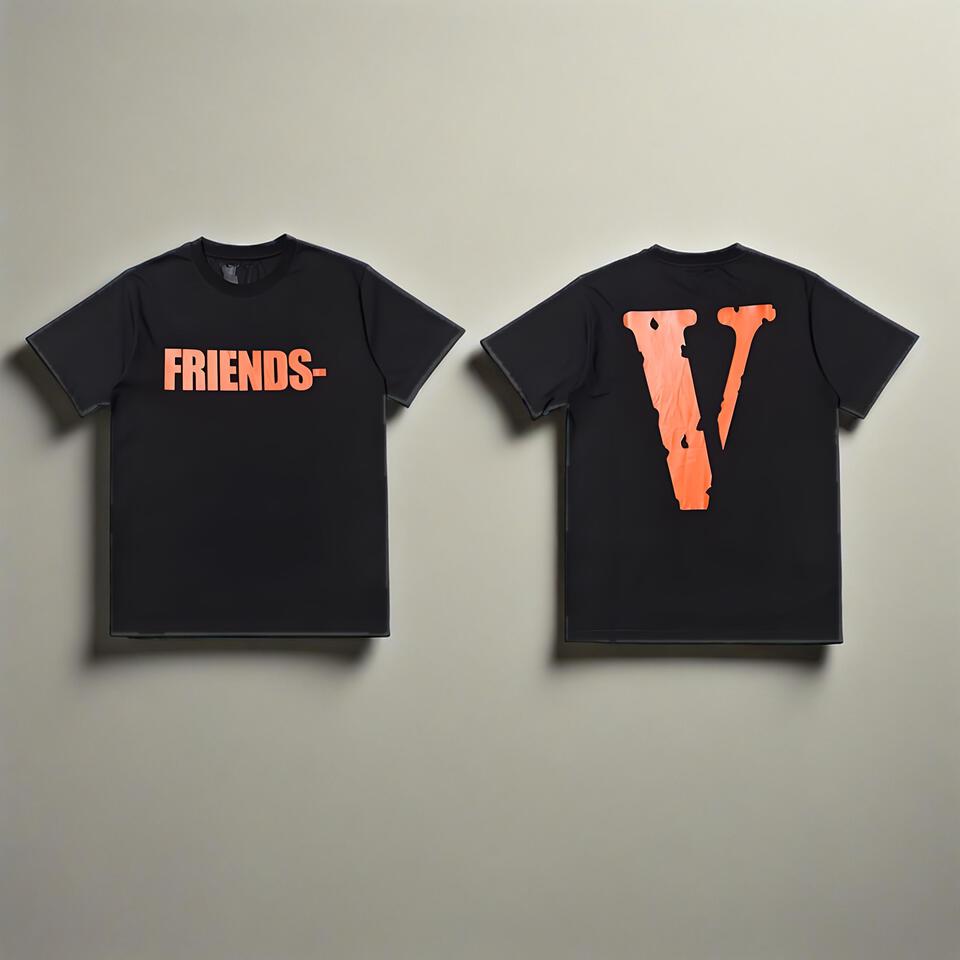 Vlone Black Cotton Short Sleeve T-Shirt